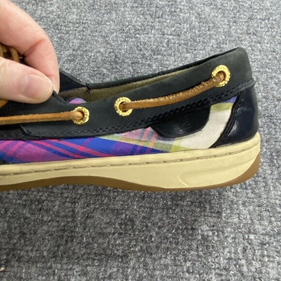 Sperry Boat Shoes Womens 9‎ M Bluefish Plaid 2 Slip On Loafers 9353657 Blue Pink - Picture 4 of 16